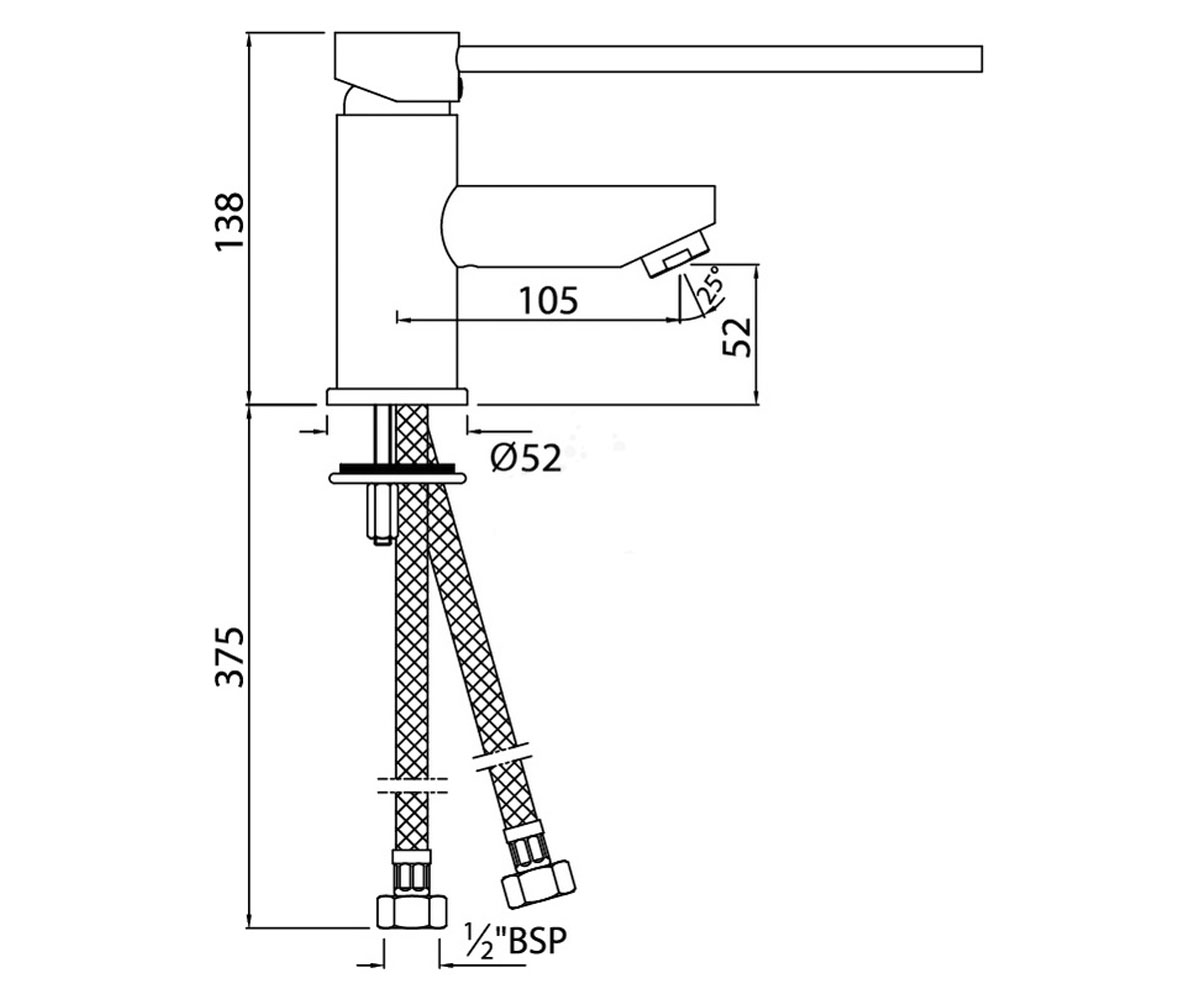 Локтевой смеситель  FLORENTINE FLR-CHR-5033B:Чертеж 