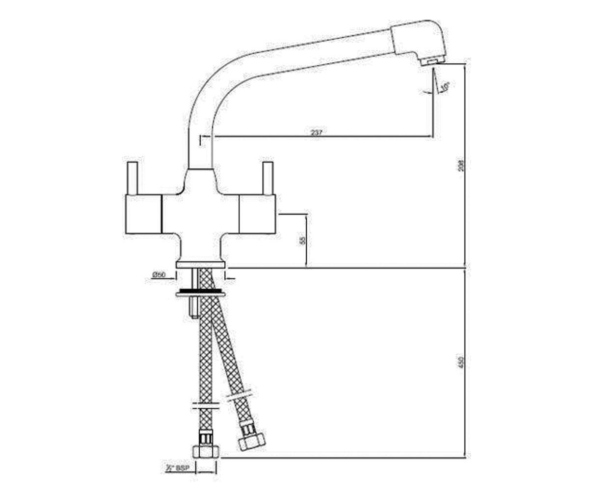 Смеситель для мойки  FLORENTINE FLR-CHR-5319NB:Чертеж 