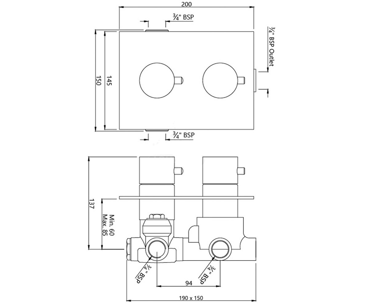 Переключатель на 3 положения  FLORENTINE FLR-CHR-5693:Чертеж 