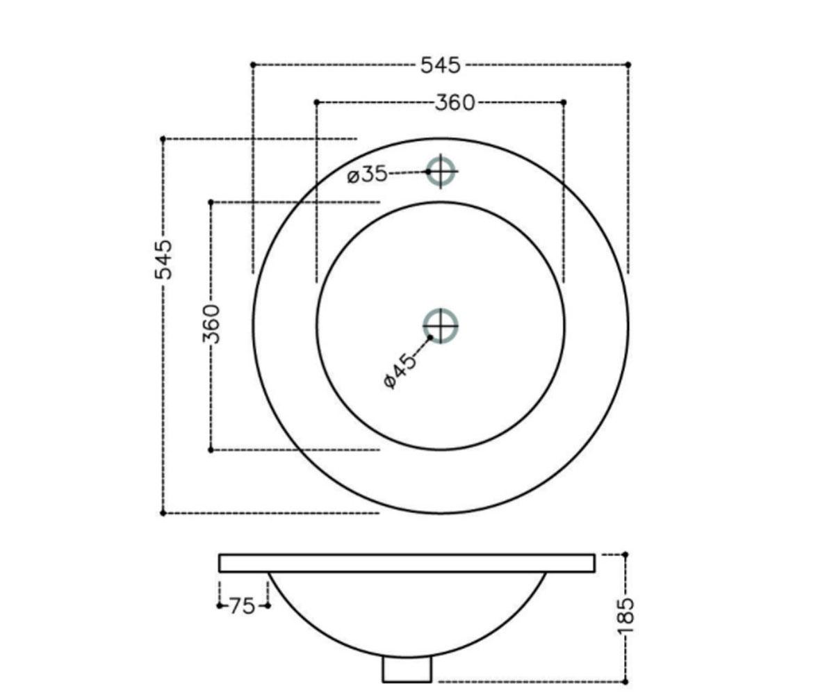 Раковина врезная на столешницу  FUSION FSS-WHT-29601:Чертеж 