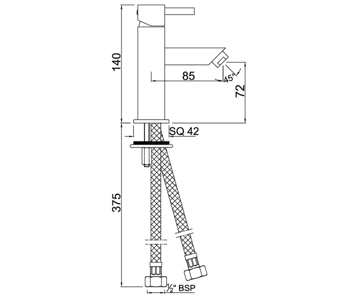 Смеситель на раковину  KUBIX-F KUB-CHR-35025B:Чертеж 