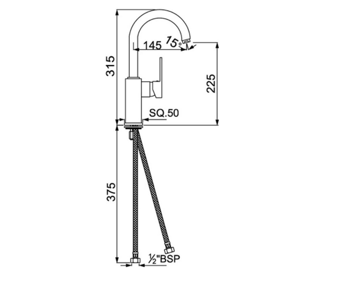 Кухонный смеситель  KUBIX KUB-CHR-35179FB:Чертеж 