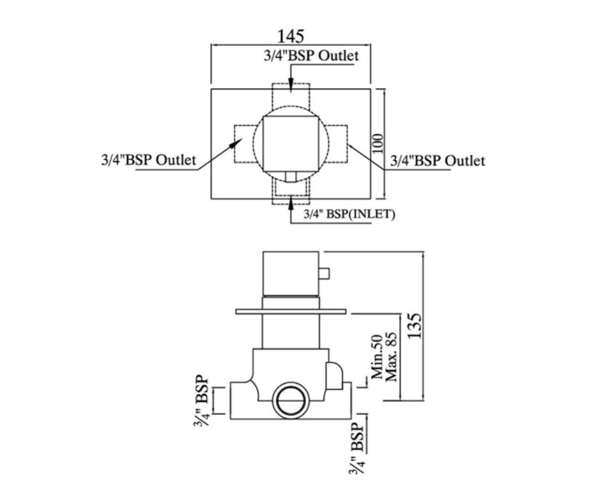 Переключатель на 4 положения  KUBIX KUB-CHR-35287:Чертеж 
