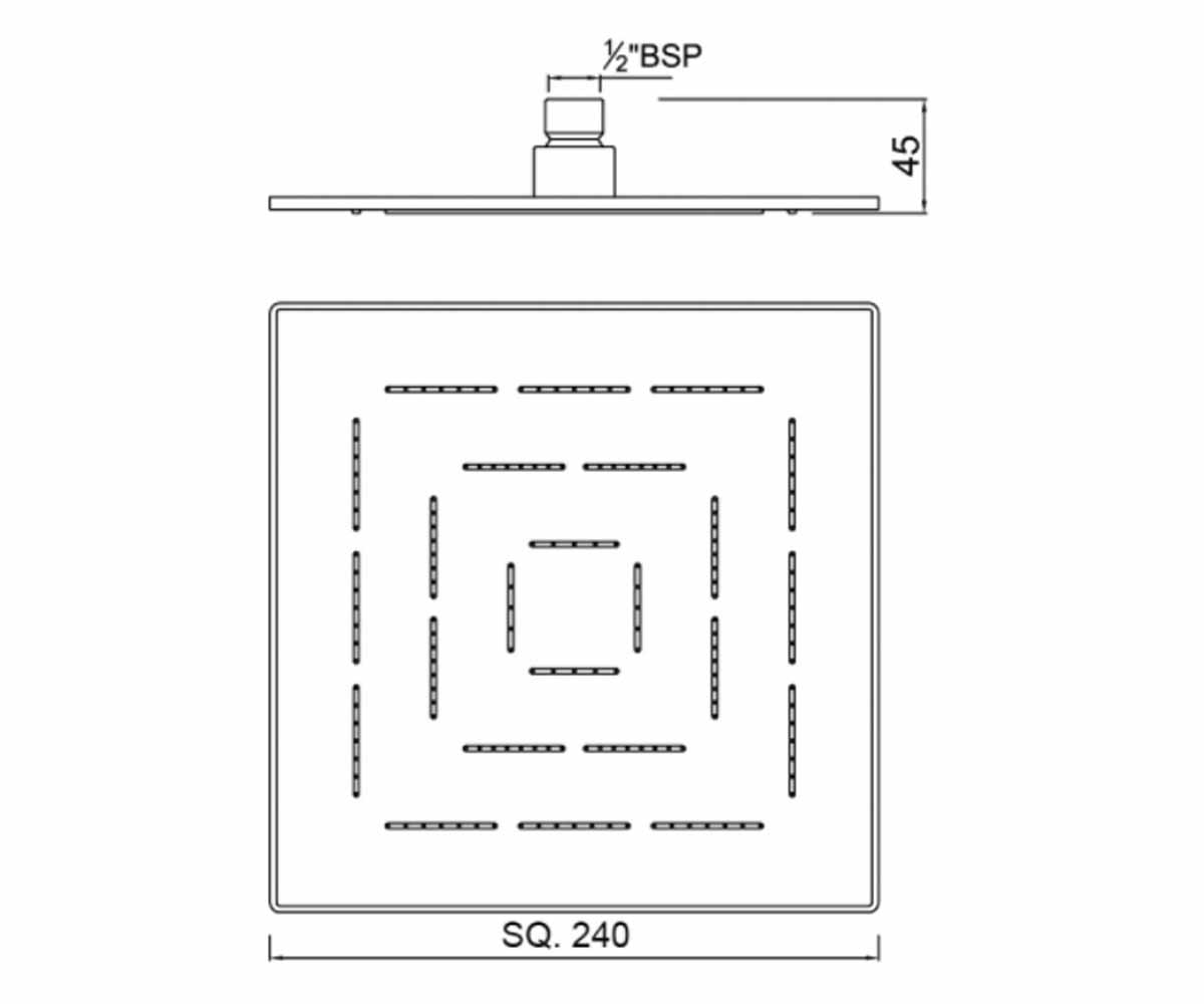 Душевая головка 24х24 см  MAZE OHS-CHR-1629:Чертеж 