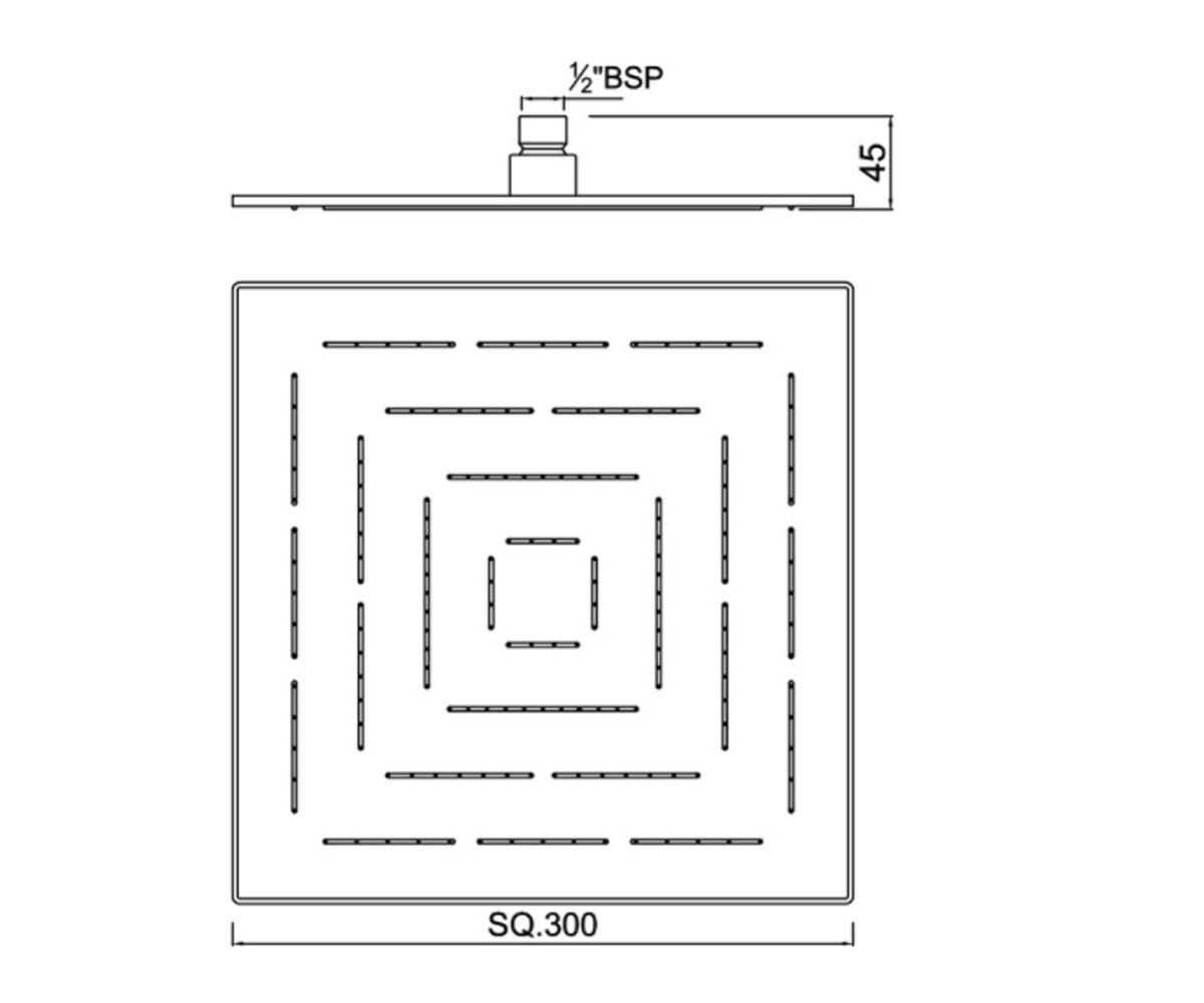 Верхний квадратный душ  MAZE OHS-CHR-1639:Чертеж 