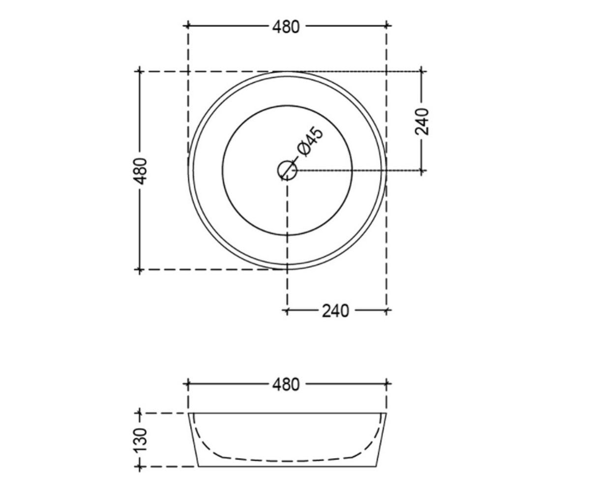 Накладная раковина  OPAL OPS-WHT-15901N:Чертеж 
