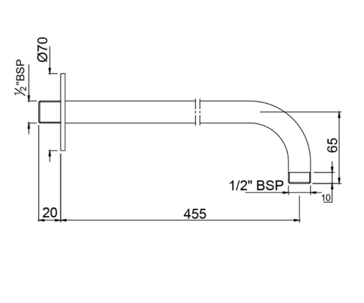 Кронштейн для верхнего душа  SHA-CHR-479L450:Чертеж 