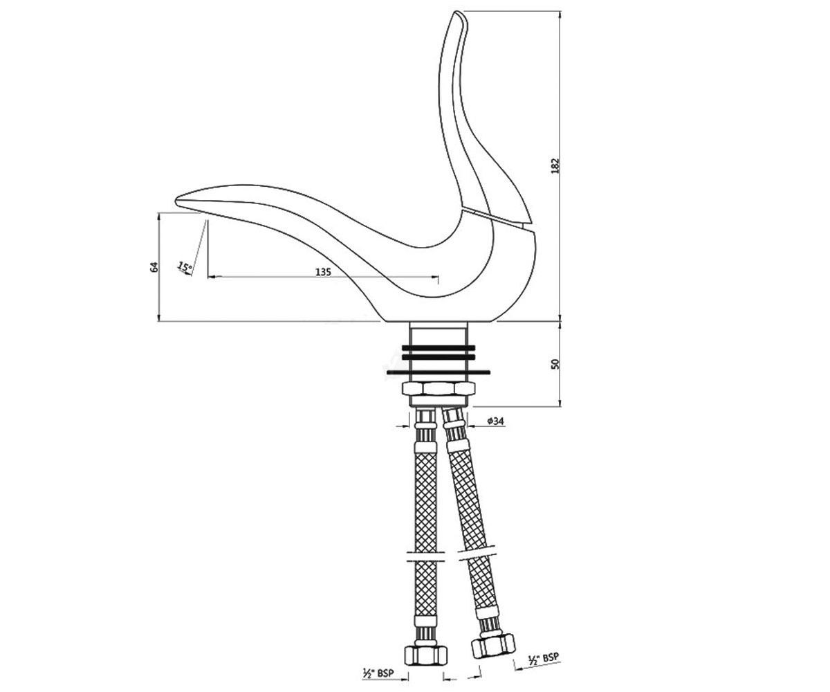 Смеситель на раковину  TAILWATER TWR-CHR-75011B:Чертеж 