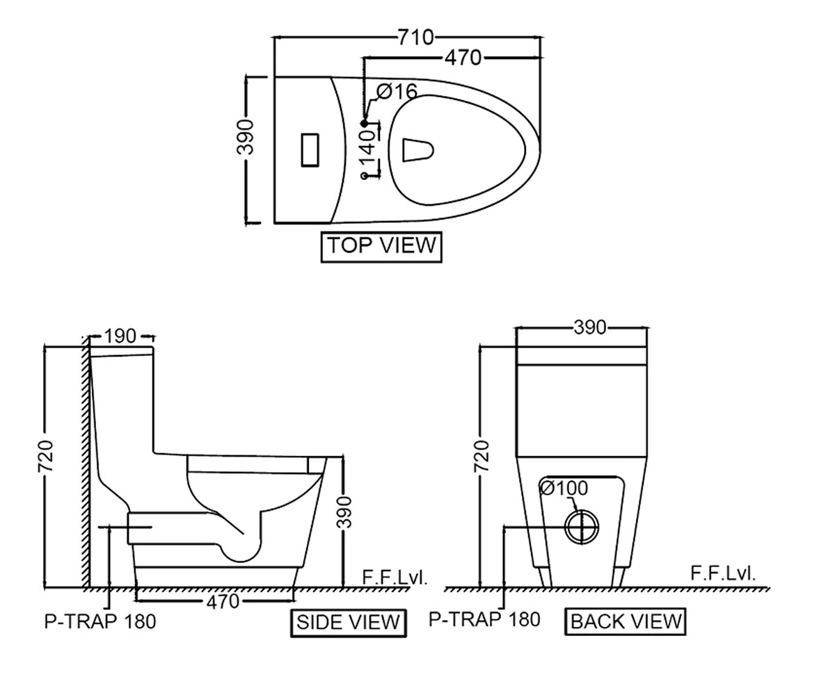 Унитаз компакт  VIGNETTE PRIME VGS-WHT-81853P180UF:Чертеж 