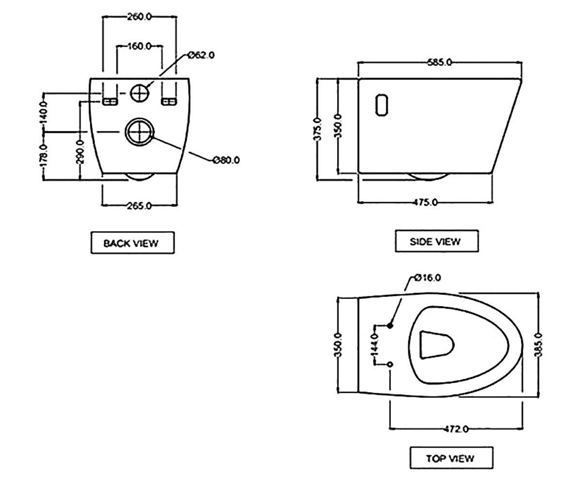 Чаша унитаза с крышкой soft-close  VIGNETTE PRIME VGS-WHT-81953:Чертеж 