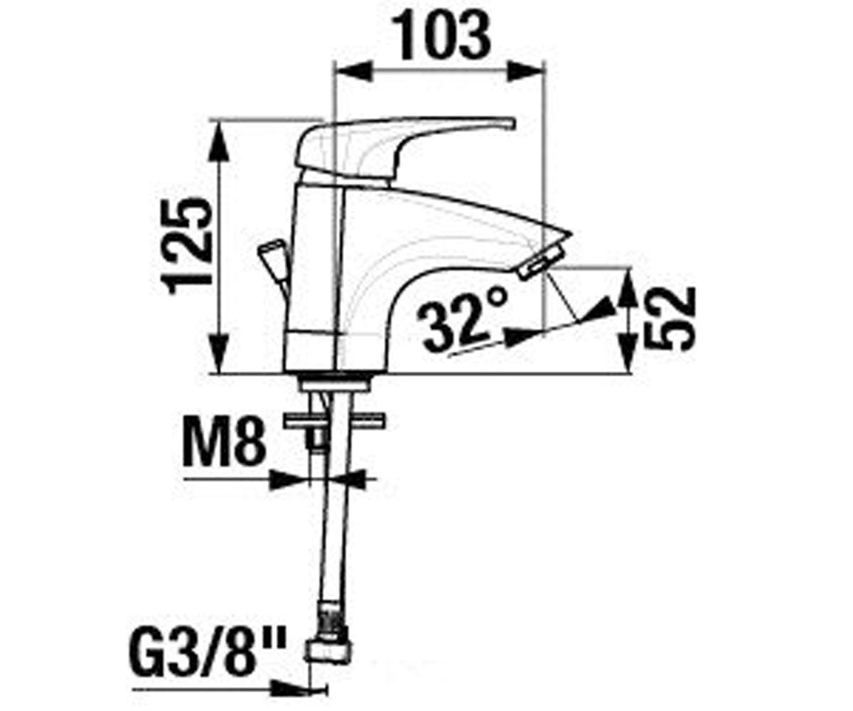 Смеситель на раковину  OLYMP DEEP H3111U10041101:Чертеж 