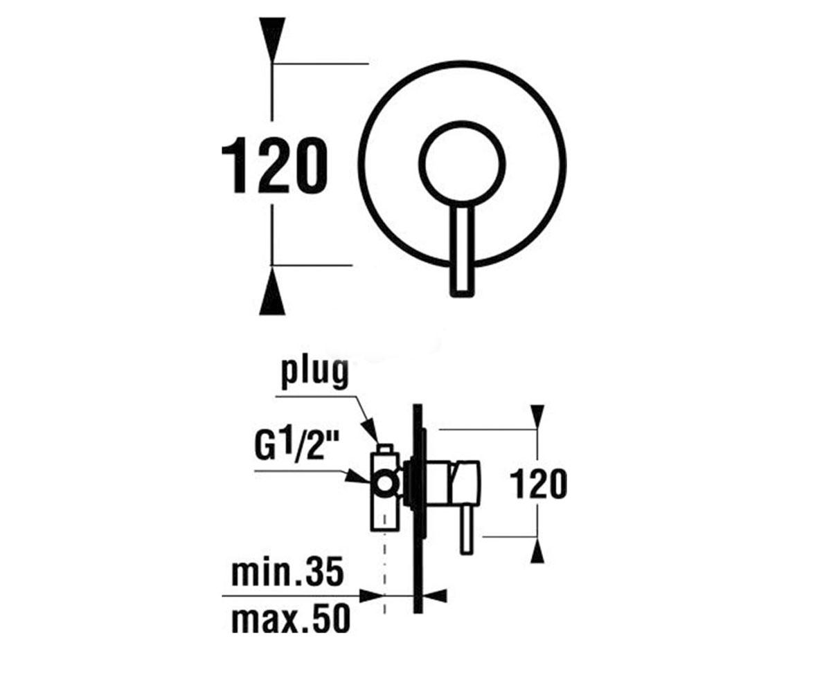 Смеситель для душа  MIO H3307160040001:Чертеж 