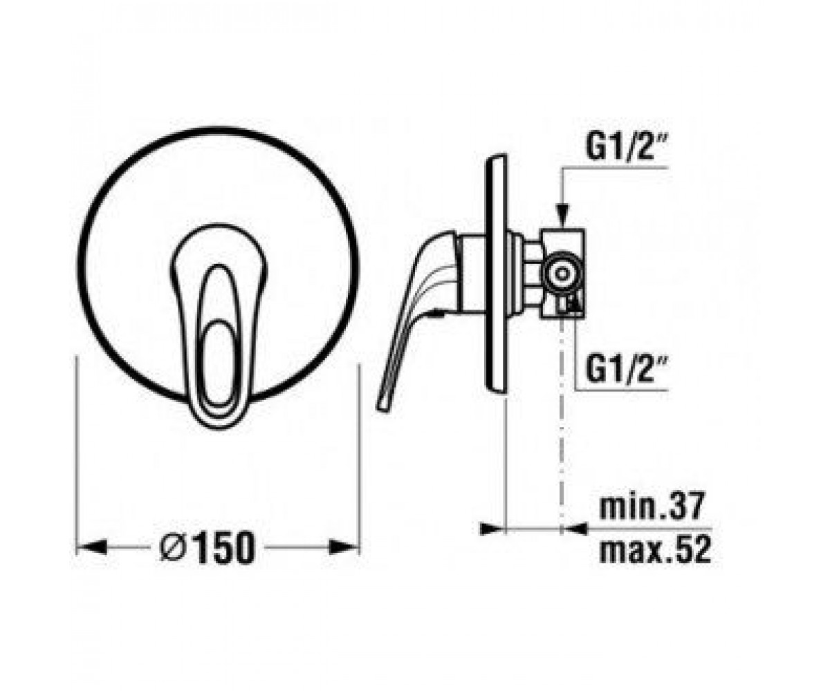 Смеситель для душа  OLYMP H3316160040001:Чертеж 