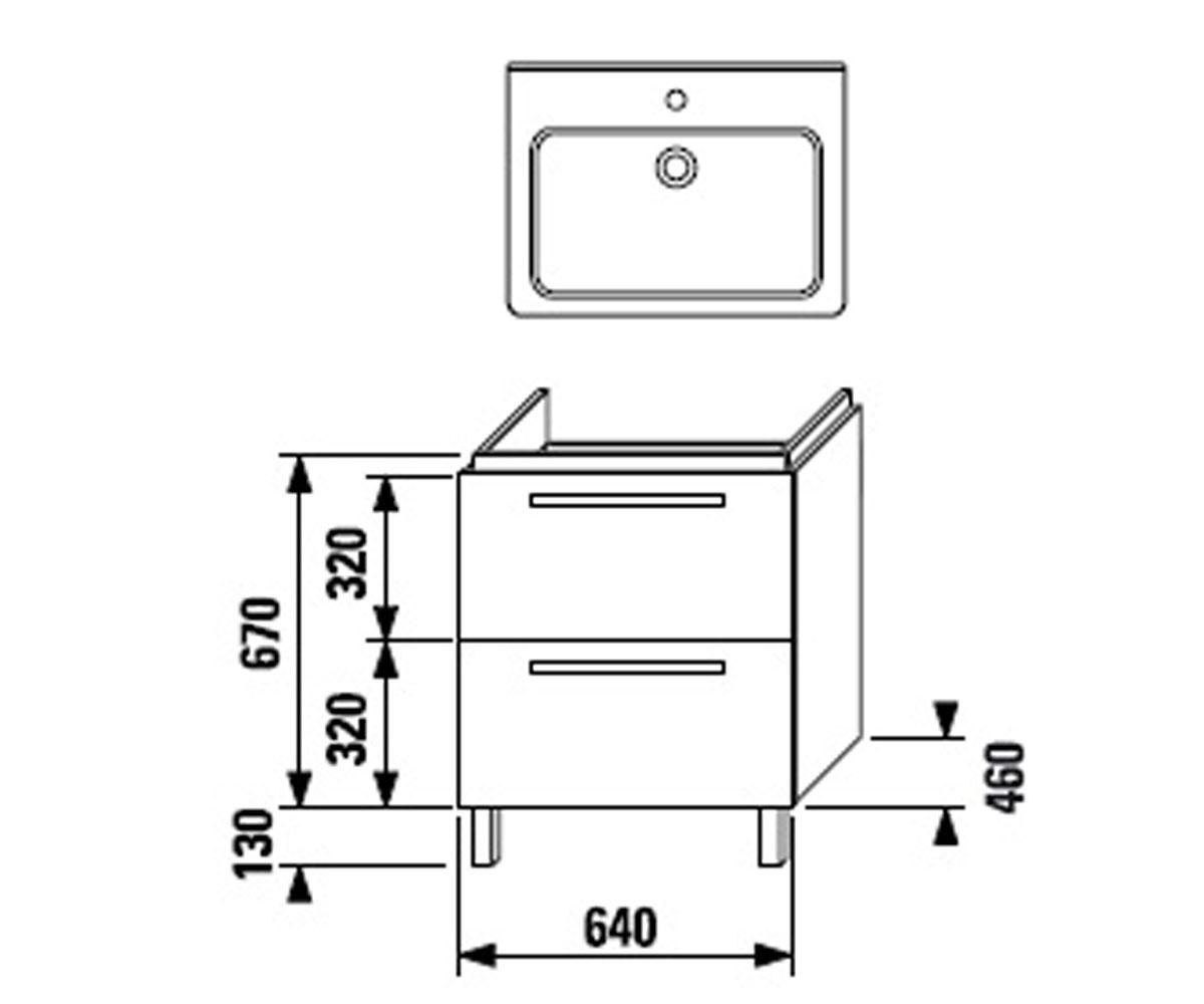 Тумба под раковину  CUBITO H4501291725001:Чертеж 