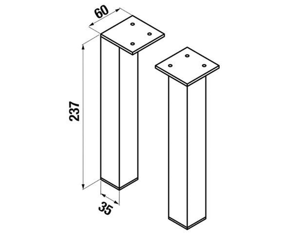 Ножки для мебели 240 мм  CUBE H4944021760001:Чертеж 