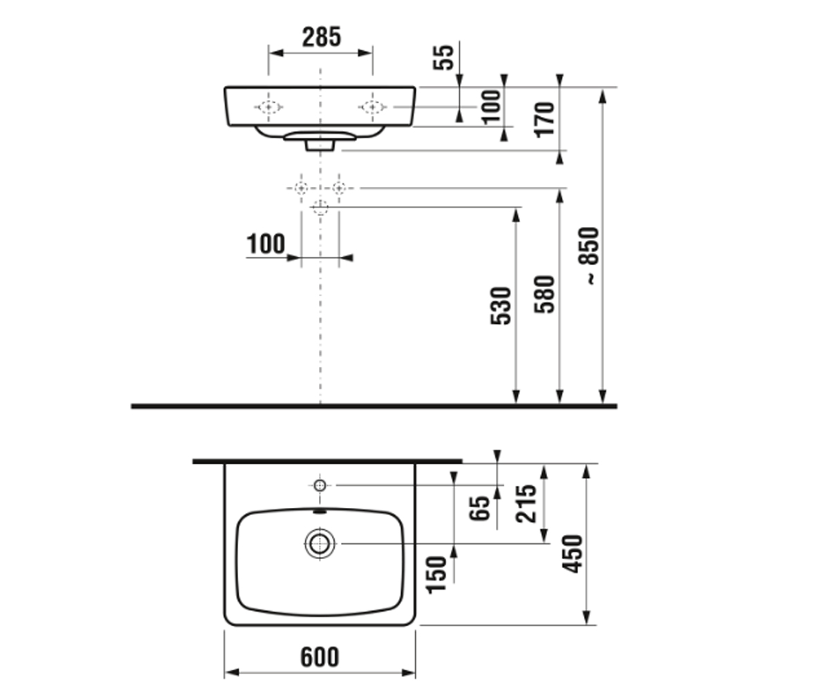Раковина  LYRA PLUS H8103820001041:Чертеж 