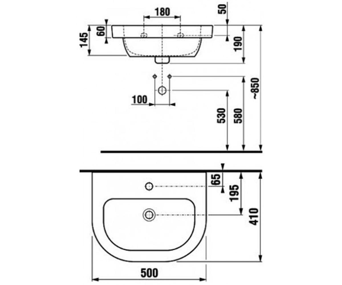 Керамическая раковина  OLYMP DEEP H8126110001041:Чертеж 