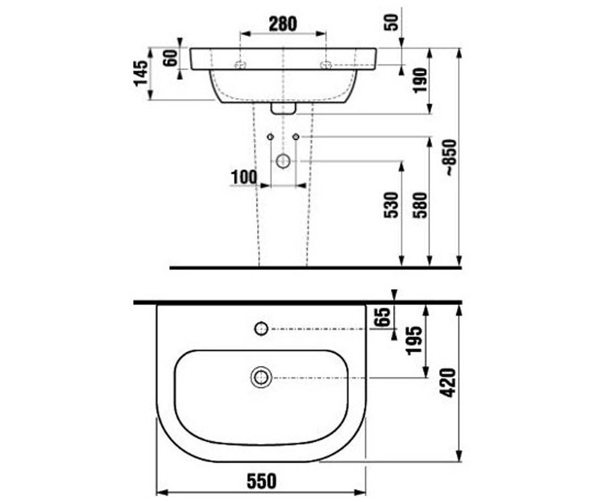 Керамическая раковина  OLYMP DEEP H8126120001041:Чертеж 