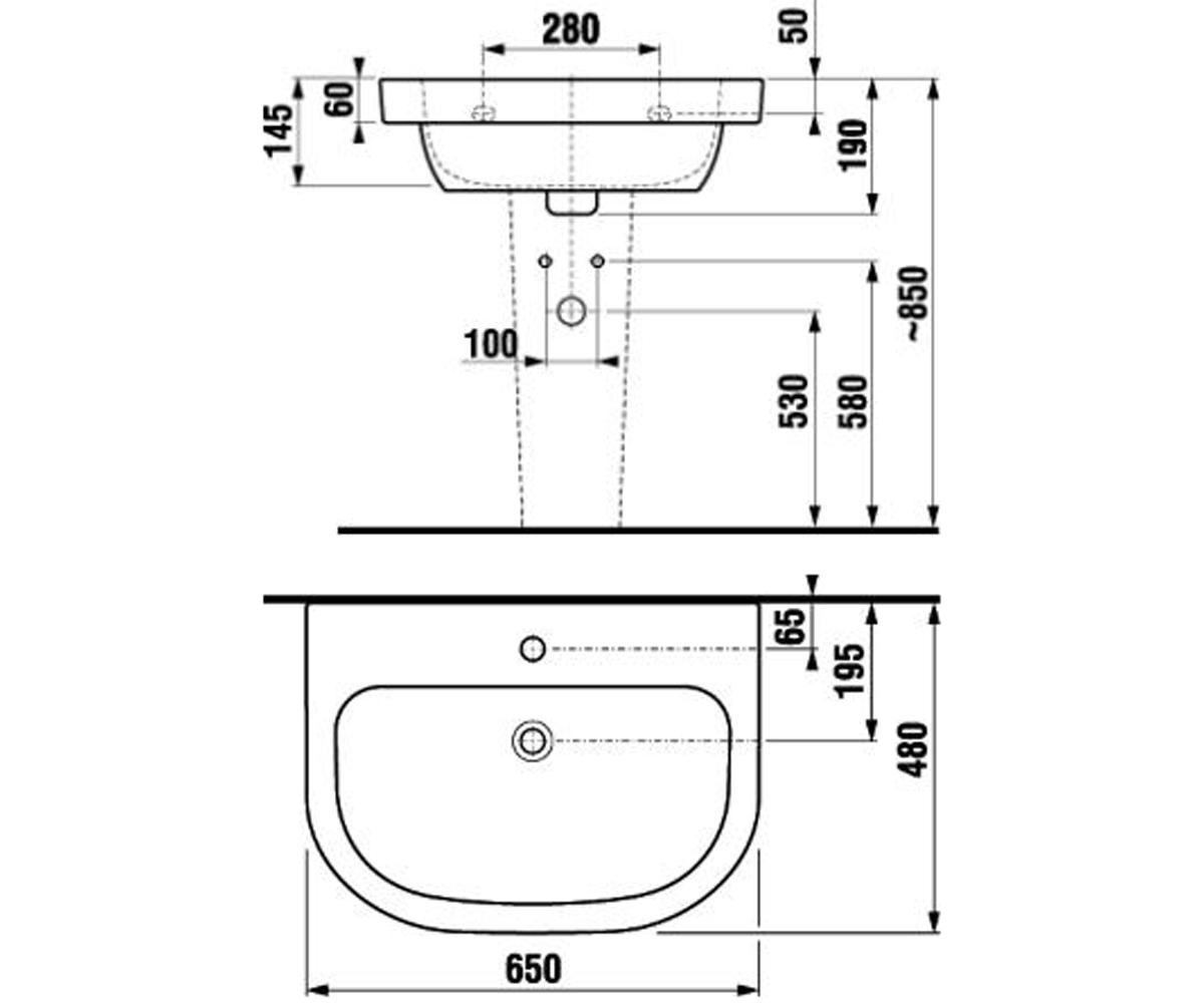 Раковина керамическая  OLYMP DEEP H8126140001041:Чертеж 