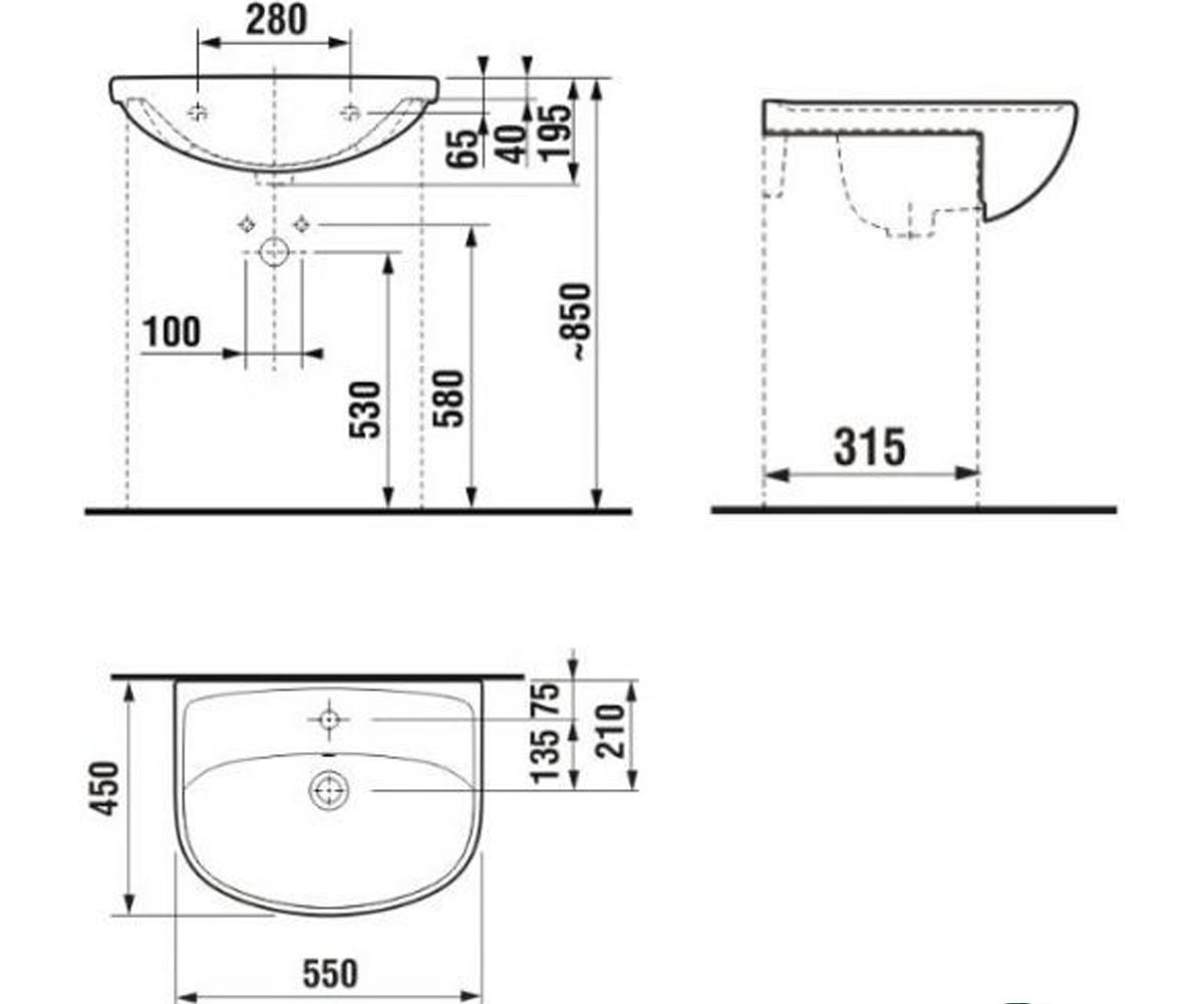 Раковина  LYRA PLUS H8133820001041:Чертеж 