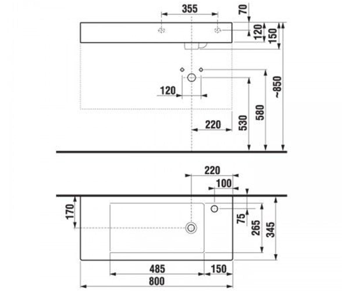 Умывальник  PURE H8134230001061:Чертеж 