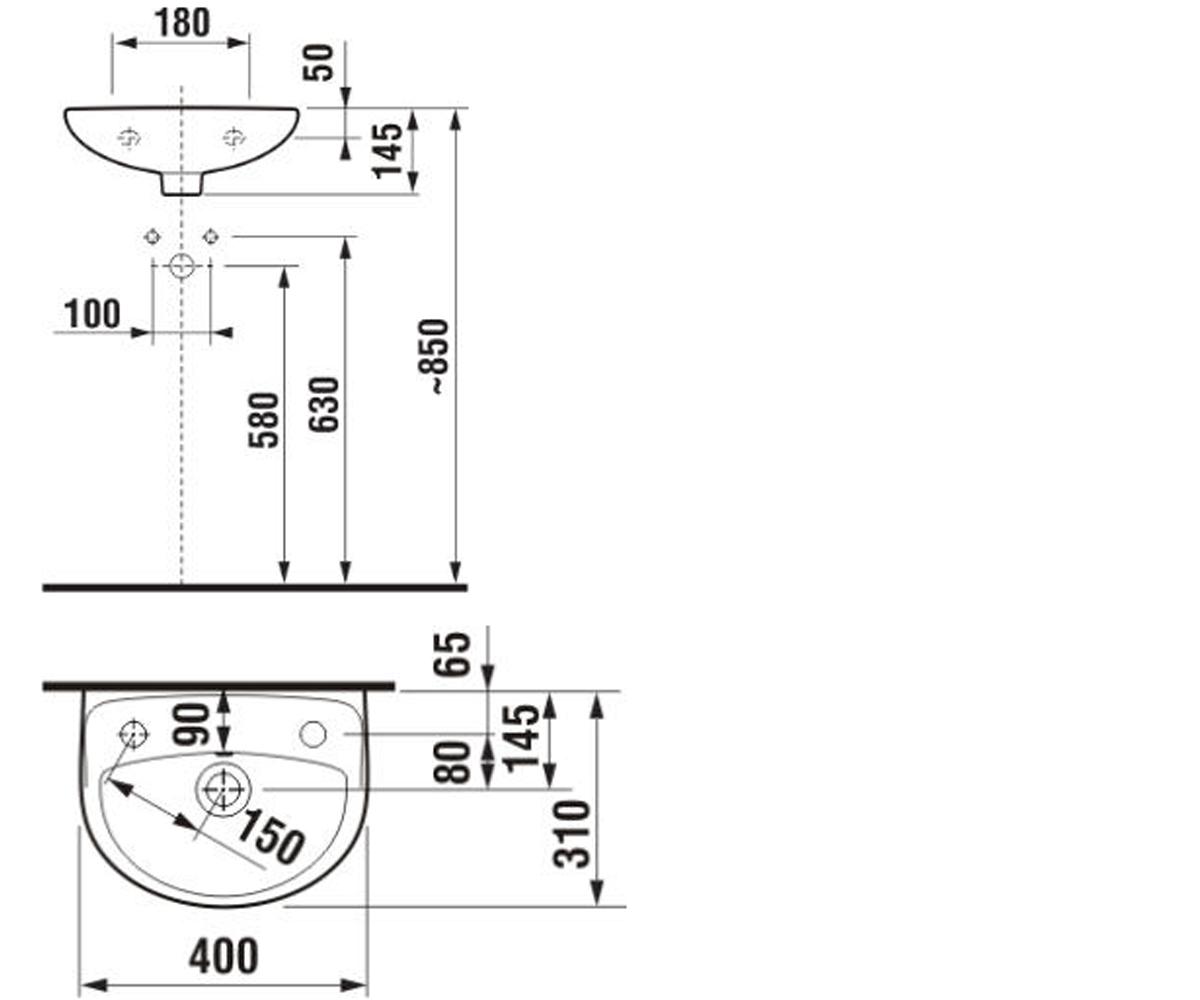Раковина малая  LYRA PLUS H8153810001051:Чертеж 
