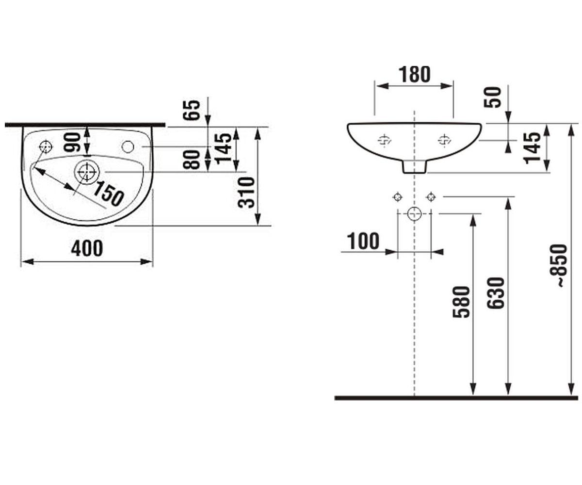 Раковина малая  LYRA PLUS H8153810001061:Чертеж 
