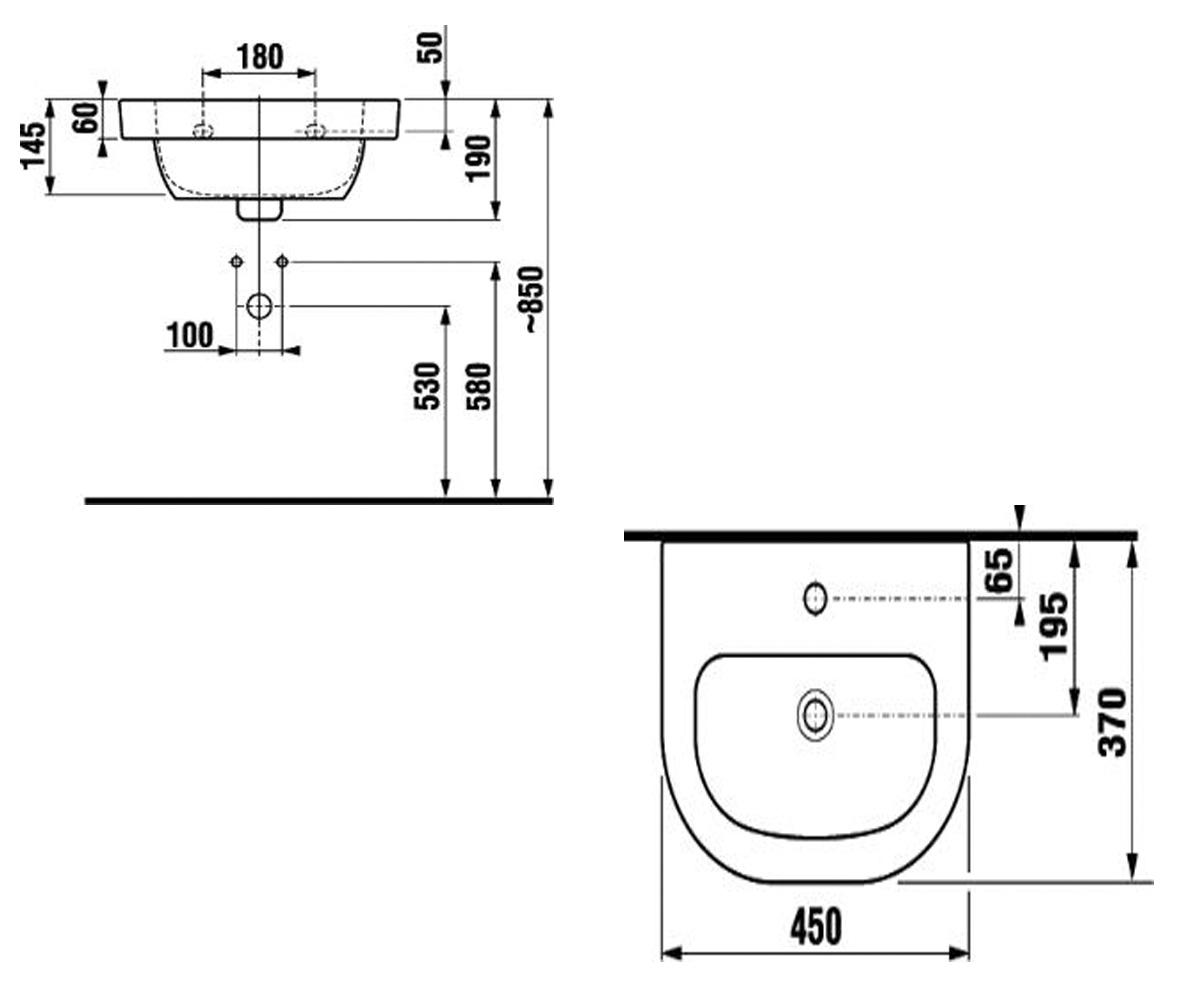 Раковина полукруглая  OLYMP DEEP H8156140001041:Чертеж 