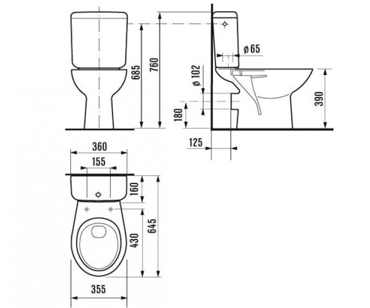 Компакт напольный  ZETA H8253960002411:Чертеж 
