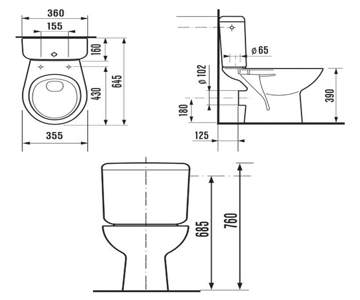 Унитаз компакт  ZETA H8253960002421:Чертеж 