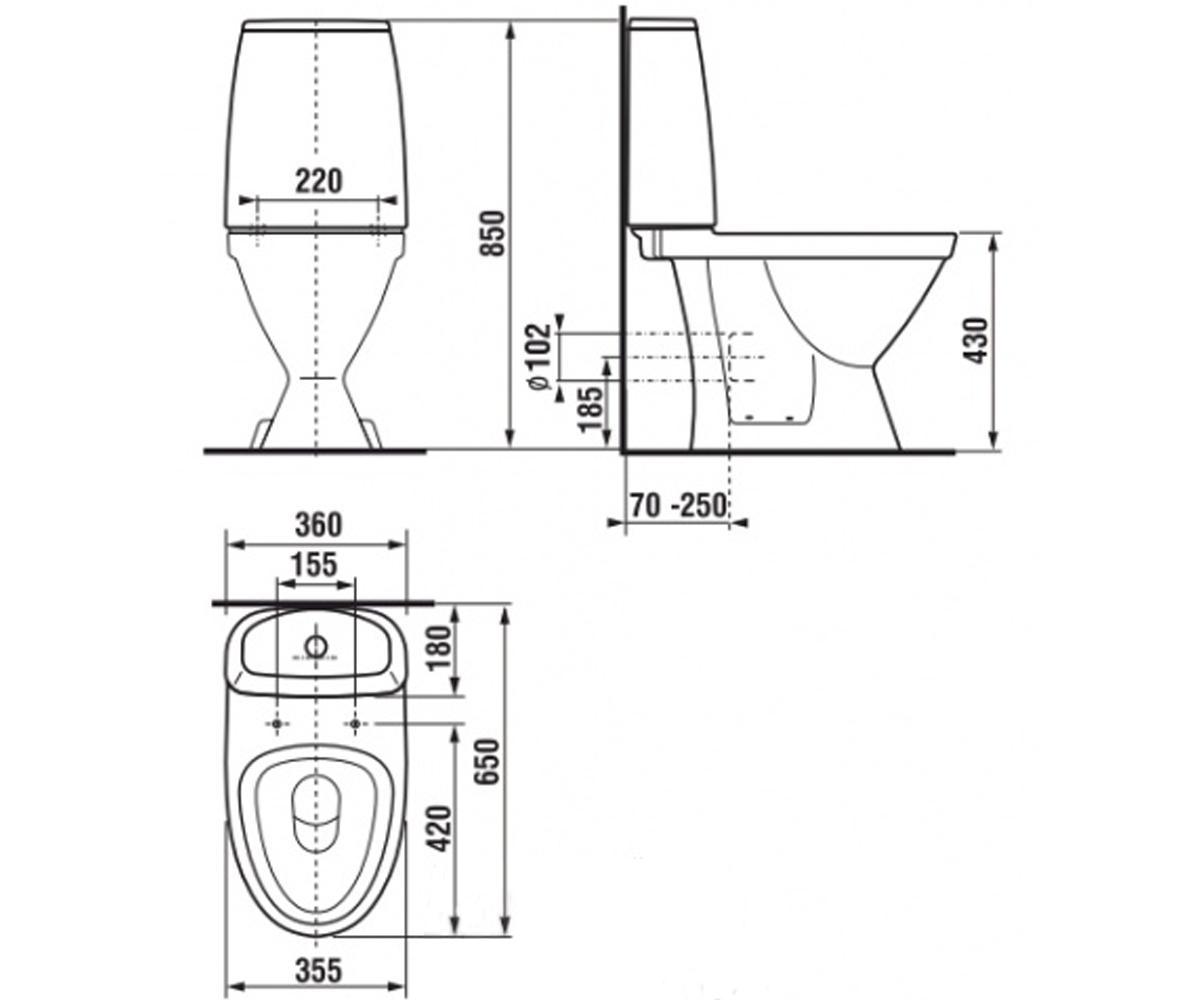 Керамический унитаз  LYRA PLUS H8262830002861:Чертеж 
