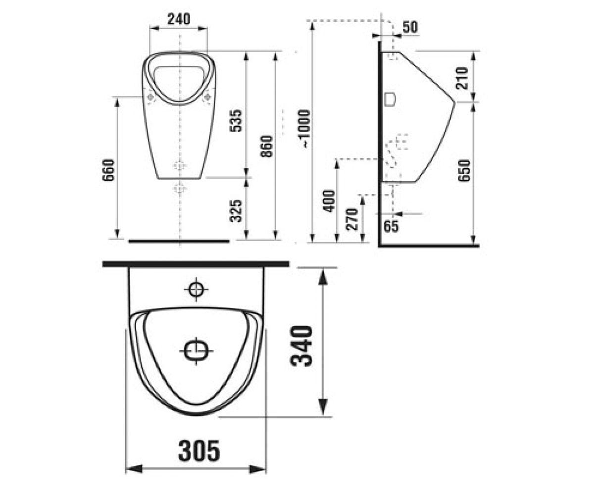 Писсуар керамический  GOLEM H8948040000001:Чертеж 