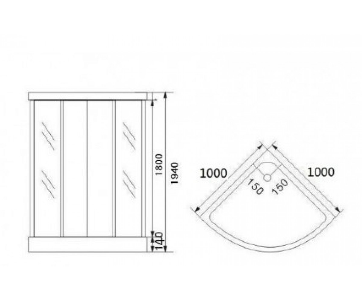 Душевая кабина  AURORA 8120 100X100 WHITE:Чертеж 