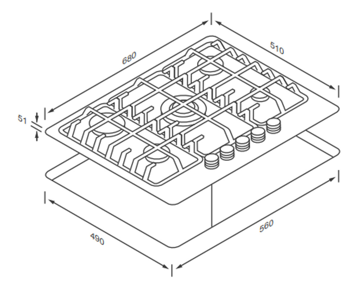 Панель на пять конфорок  KGH 7511 TCI X:Чертеж 