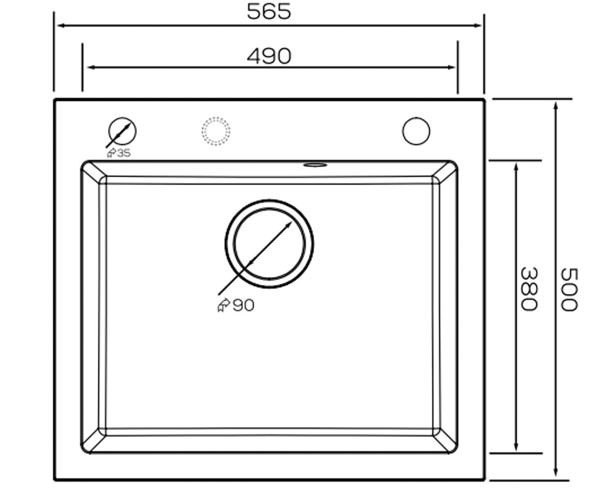 Мойка на столешницу  KGS H 60 1B BLACK METALIC:Чертеж 