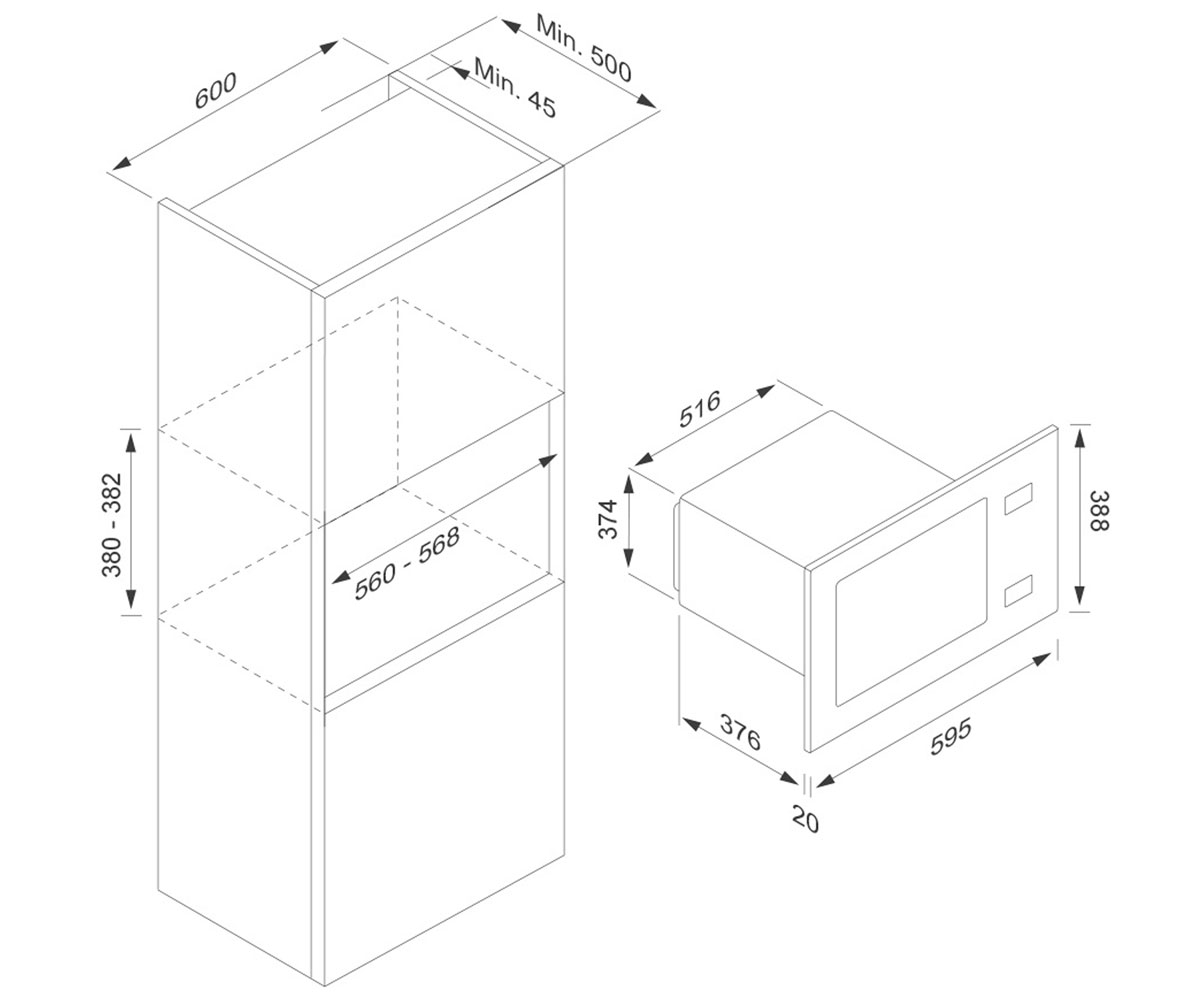 Встраиваемая печь  KMO 251 G X:Чертеж 