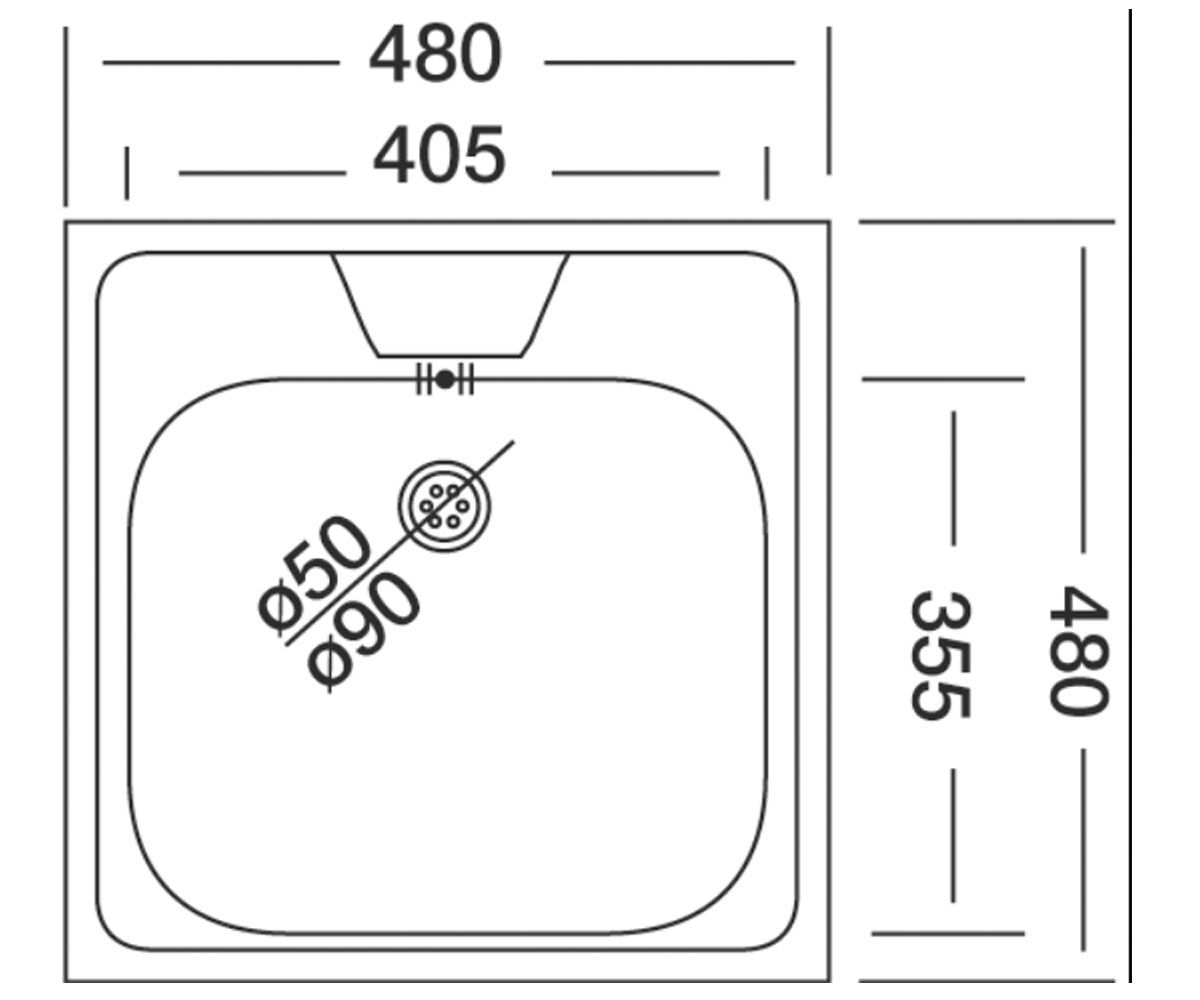 Квадратная мойка  KSS C 453 1B LINEN:Чертеж 