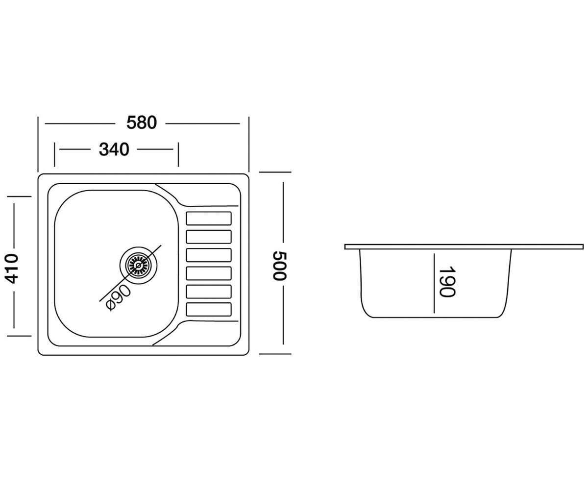 Мойка прямоугольная  KSS G 455 1B1D LINEN:Чертеж 