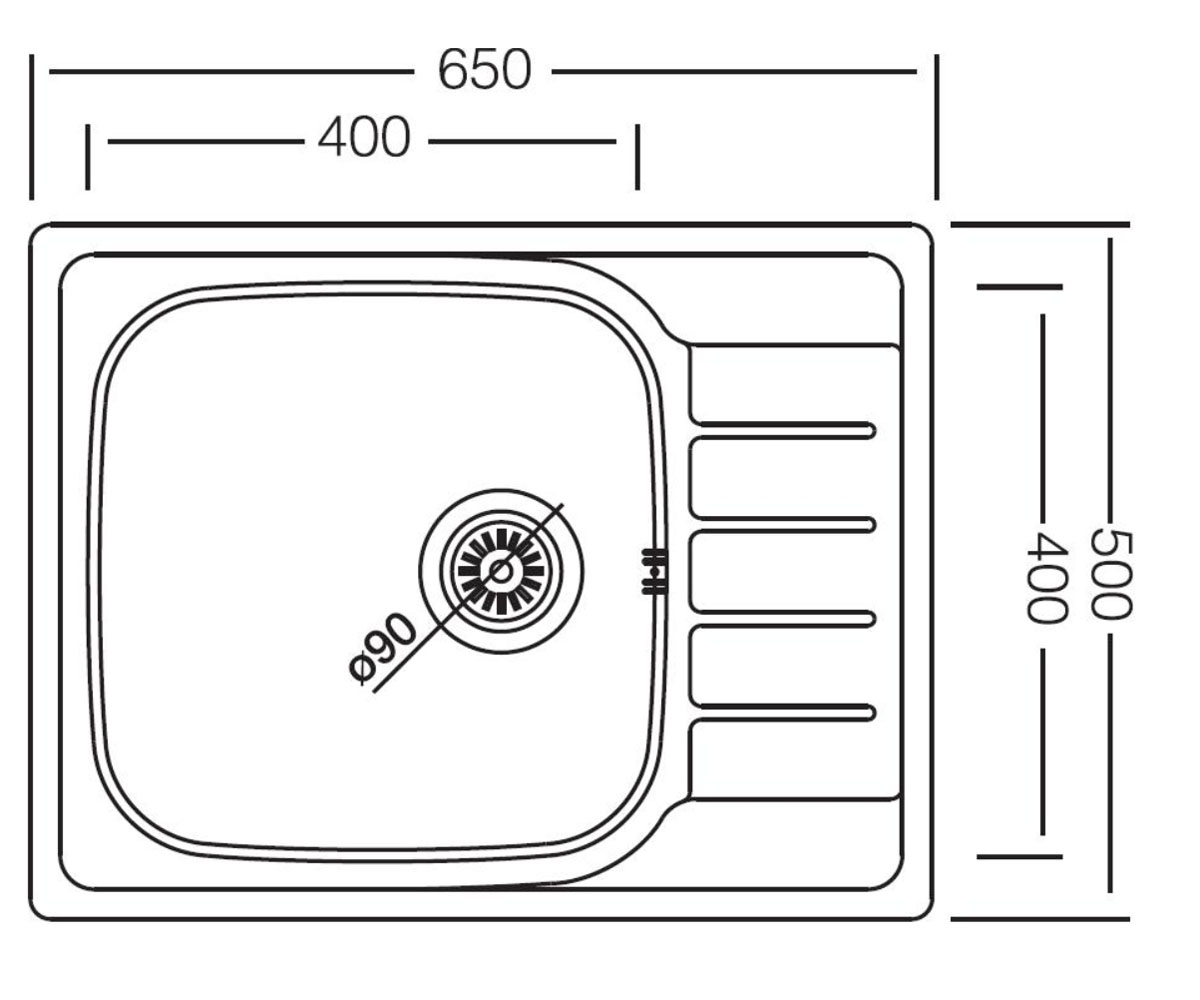 Накладная мойка  KSS G 504 1B1D SMOOTH:Чертеж 