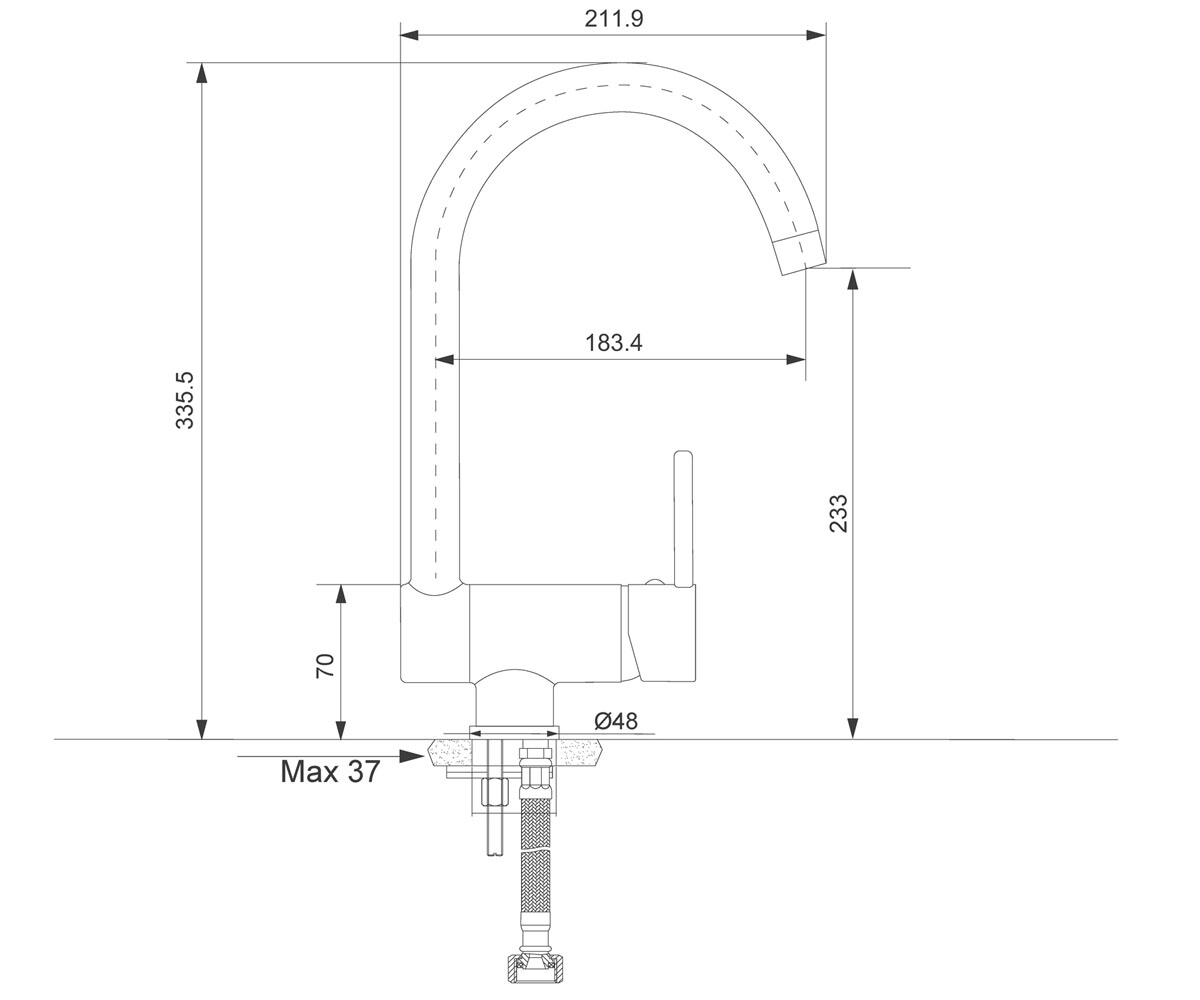 Кухонный смеситель  KWT 25 WINDOW CHROME:Чертеж 