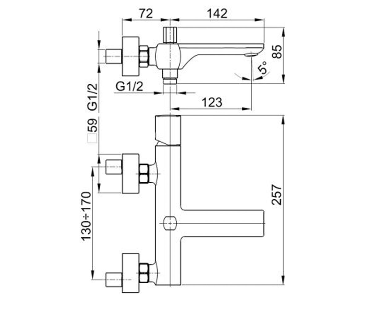 Смеситель для ванны  MORGANIT 4924-010-00:Чертеж 