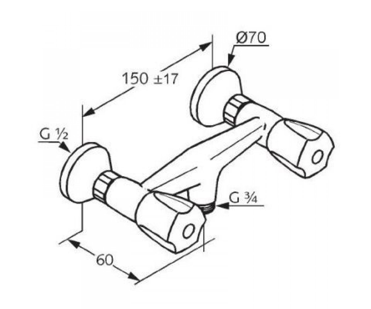 Смеситель для душа  STANDARD 262020515:Чертеж 