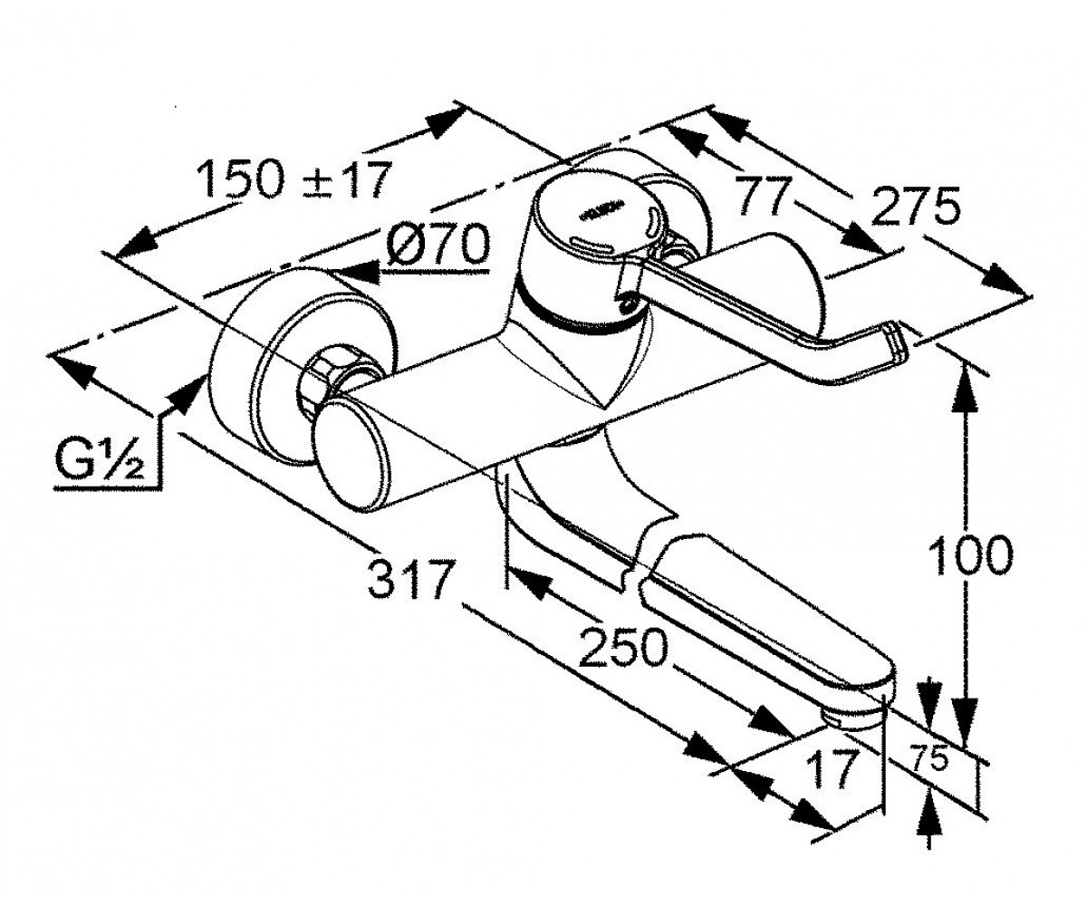 Смеситель  PROVITA 335360500:Чертеж 