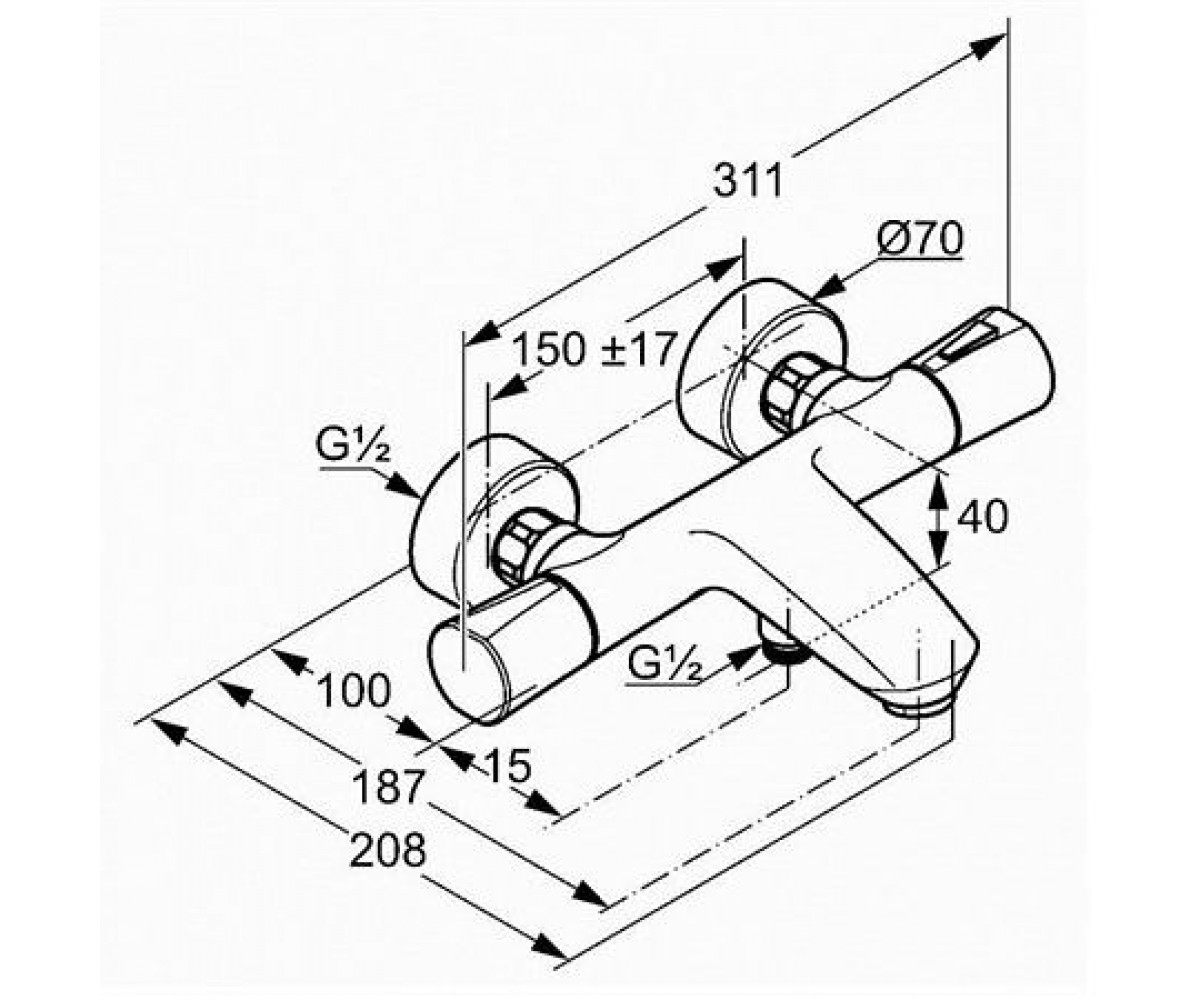 Смеситель для ванны  ZENTA 351019138:Чертеж 