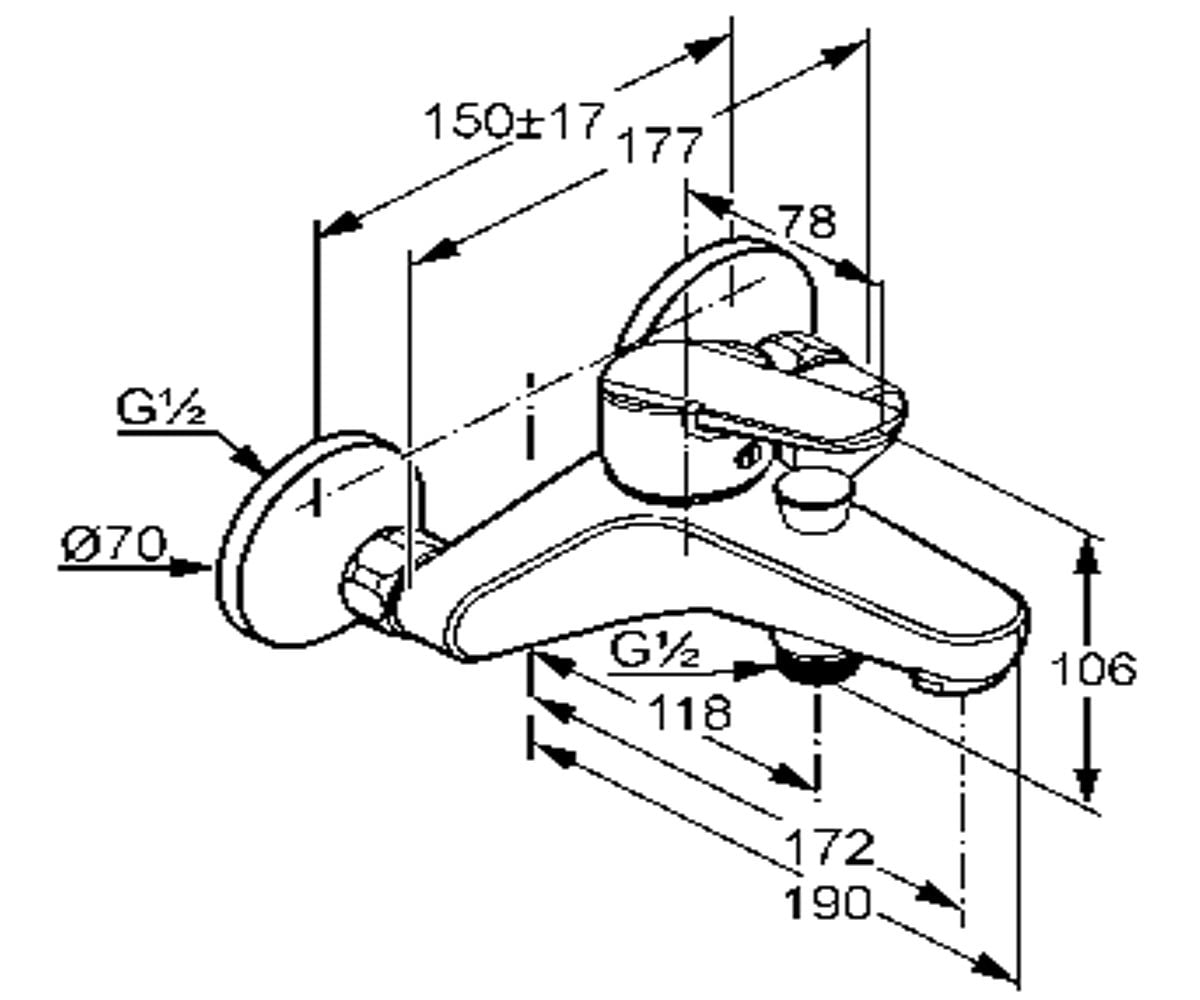 Смеситель для ванны  D-VISE 376820590:Чертеж 