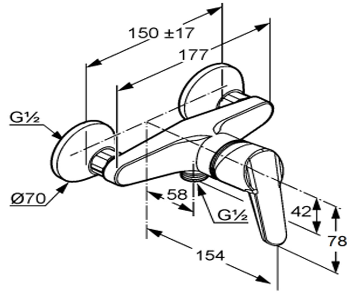 Смеситель для душа  D-VISE 378420590:Чертеж 