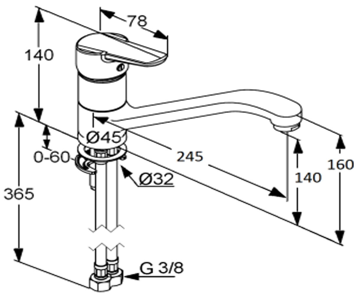 Смеситель для мойки  D-VISE 379550590:Чертеж 
