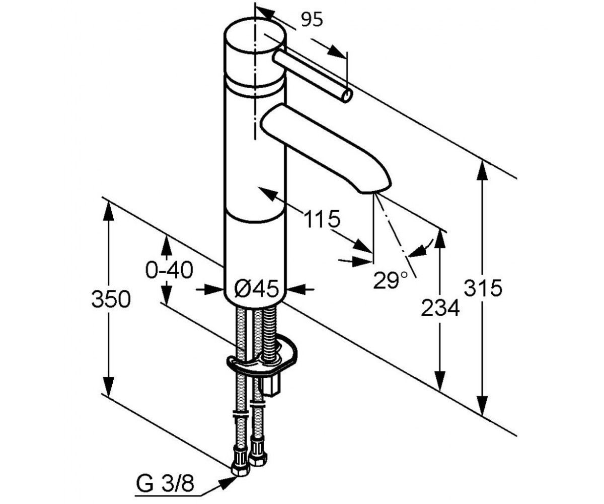 Смеситель для раковины  D-TAIL 382960590:Чертеж 