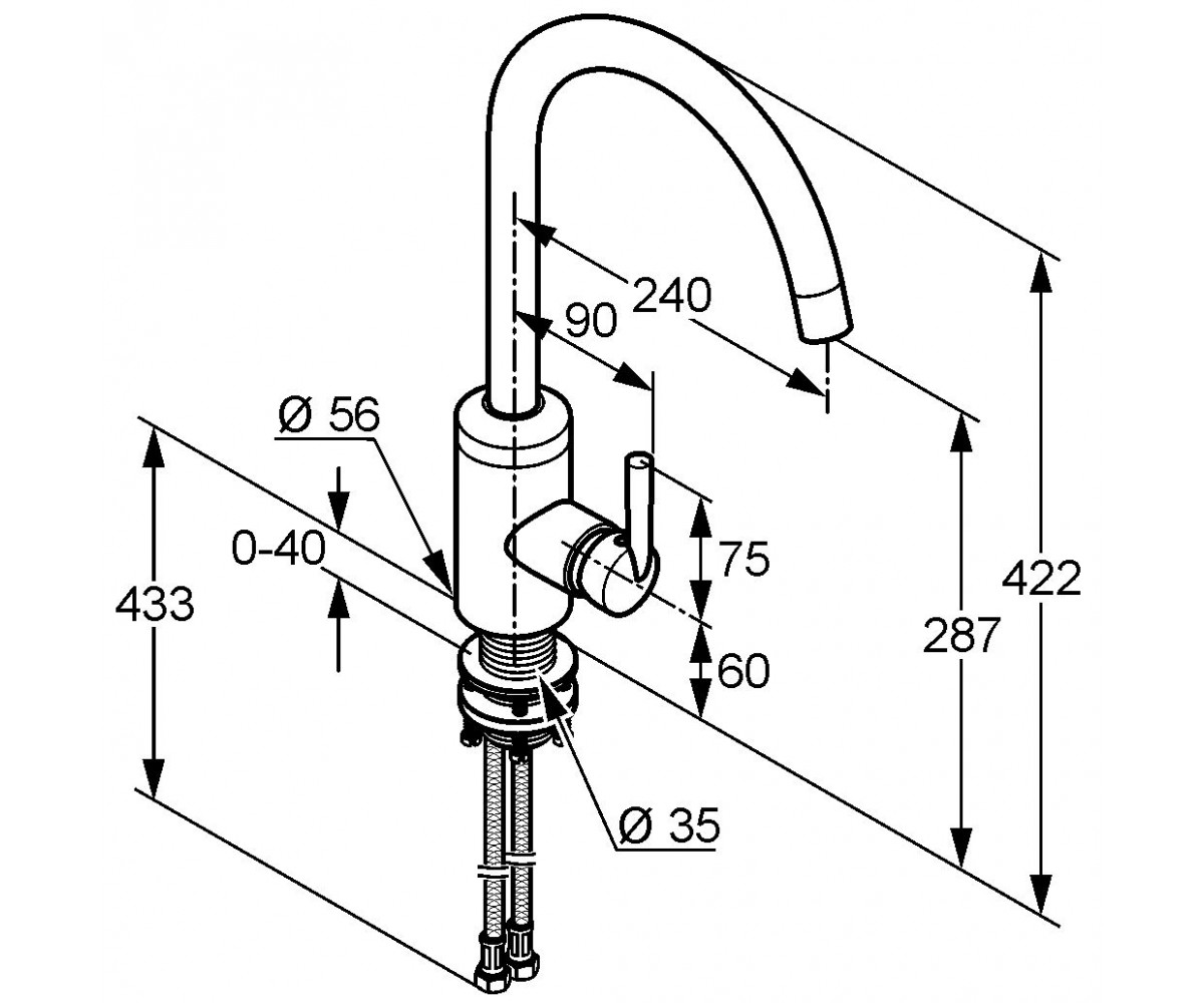 Смеситель для мойки  STEEL 38850F660:Чертеж 