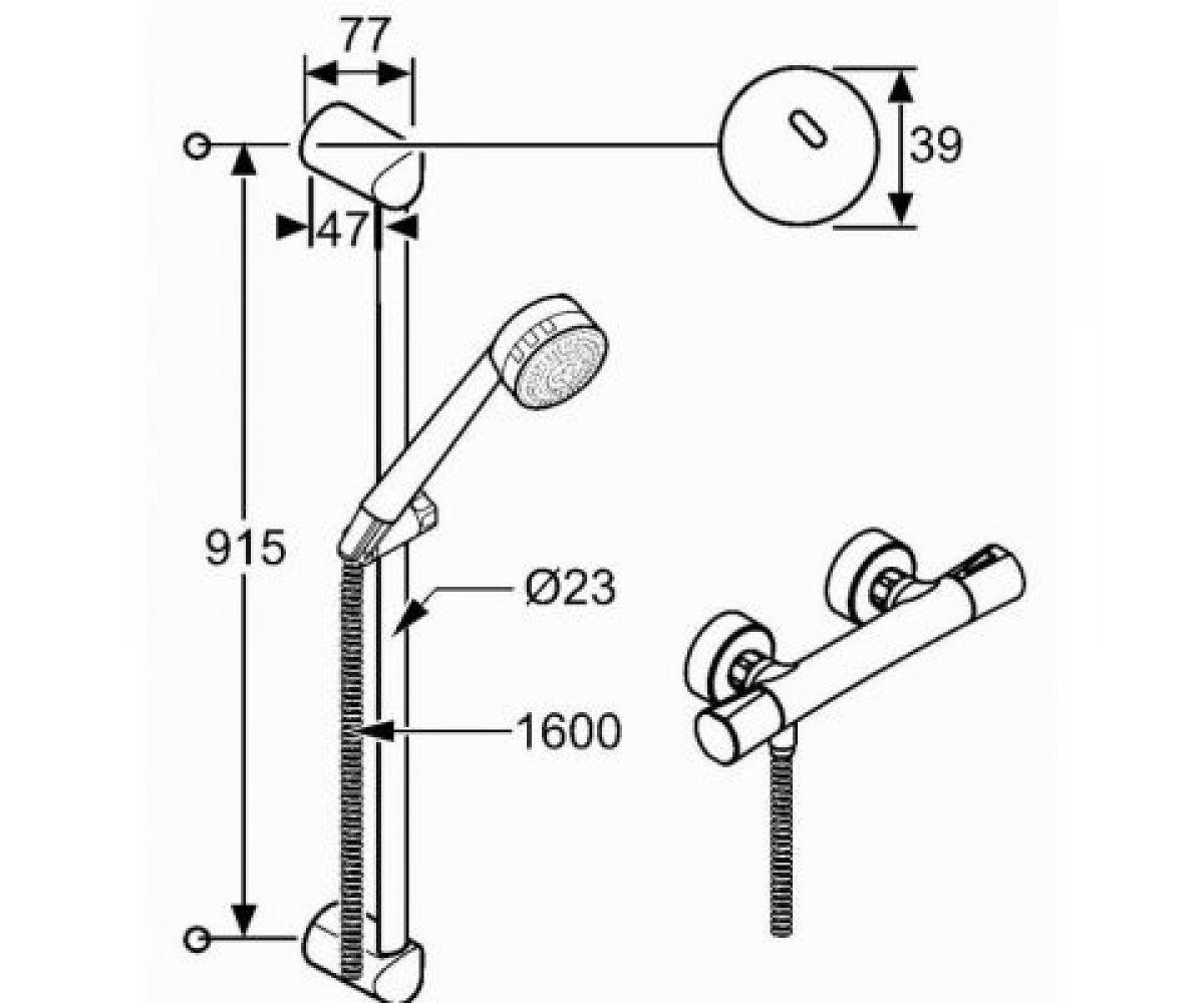 Смеситель термостатический  ZENTA SHOWER-DUO 605770500:Чертеж 